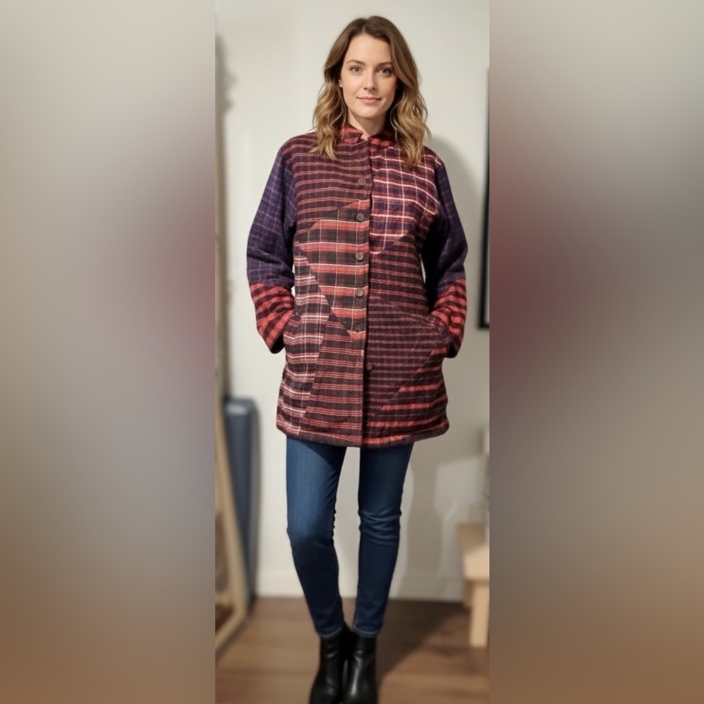 Sacred Threads brand new Plaid Women's Jacket coat sz S/M $68 🌺